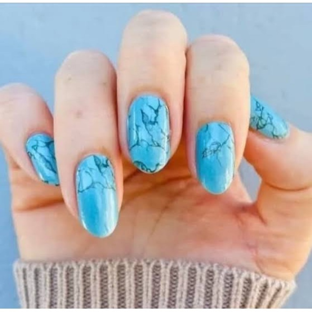 Color Street Mojave Turquoise Nail Polish Strips Blue Marble FDF279 New